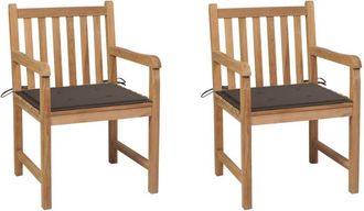 vidaXL Sillas De Jard&iacute;n 2 Uds Madera De Teca Con Cojines Gris Taupe Vidaxl
