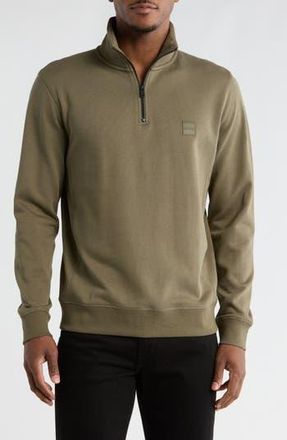 BOSS Zetrust Quarter Zip Pullover in Open Green at Nordstrom Rack, Size Medium