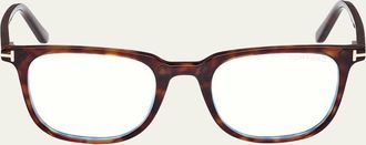 Tom Ford Blue Filtering Acetate Square Glasses With Clip-On Sun Lenses