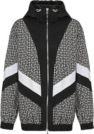 Balmain Ivoor Nylon Jas met Rits en Capuchon - Heren - Vesten met rits - Zwart - S - Nylon - Hoodies & sweatvesten