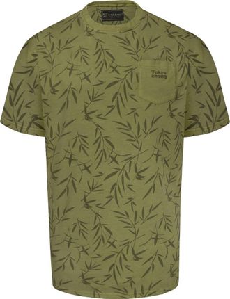 KAM Tokyo Leaf Print T Shirt Crew Neck Pockets Cotton Top Mens 2XL-8XL 5774 (UK, Alpha, 4XL, Plus, Regular, Jungle Green)
