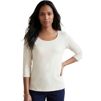 Jessica London Stretch Cotton Scoop Neck Tee in White at Nordstrom, Size 12