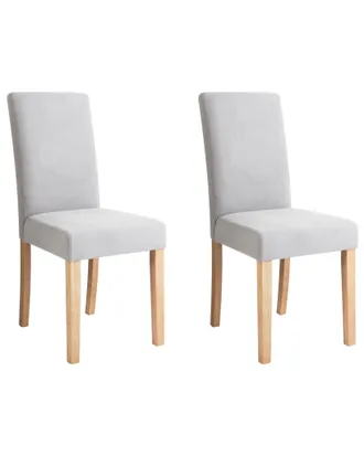 Beliani Set Di 2 Sedie Da Pranzo Moderne In Tessuto Grigio Gambe In Legno Broadway