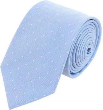 Trafalgar Store Churchill Chambray Polka Dot Linen Blend Necktie in Light Blue With Polka Dots at Nordstrom