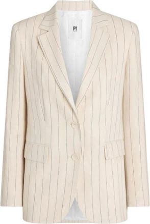 Pantaloni Torino Jassen, Dames, Beige, M, Katoen, Gestreepte Katoenen Linnen Jas Room