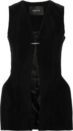 MUGLER corseted pierced vest - women - Virgin Wool/Cupro/Viscose - 38 - Black