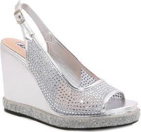 Lady Couture Belair Slingback Wedge Sandal in Silver at Nordstrom Rack, Size 12