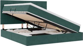 vidaXL Storage Bed with Mattress Dark Green 180 x 200 cm Velvet vidaXL
