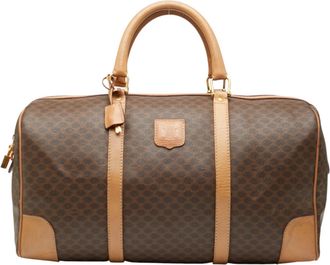 Celine Beige Brown Pvc Leather Boston Bag (Pre-Owned)