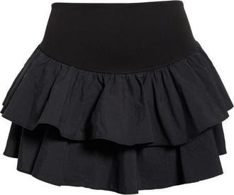 Free People Field Day Layered Ruffle Skort in Black at Nordstrom, Size X-Large