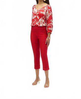 Joseph Ribkoff Cuffed Pull On Capri Pants In Radiant Red