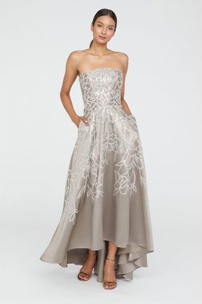 Theia Pamela Embroidered Gown in Smoke at Nordstrom, Size 12