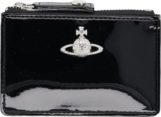 Vivienne Westwood Glossy Matte Silver Emblem Black Wallet