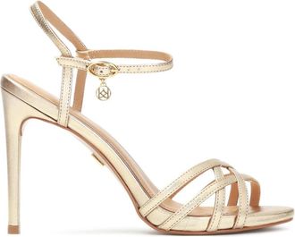 Kazar Gouden sandalen met gevlochten bandjes - Dames - Sandalen met hakken - Geel - 42 EU - Leer - Schoenen
