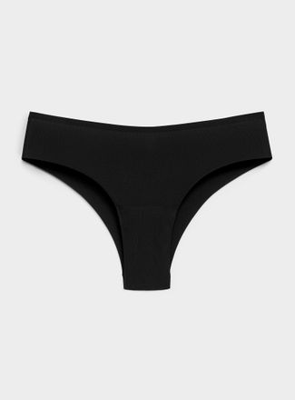 Miiyu Womens Mini-rib laser-cut Brazilian panty Recycled nylon