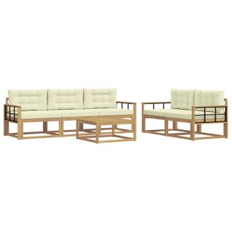 vidaXL Conjunto De Sof&aacute;s De Exterior Con Coj&iacute;n 6 Pcs Blanco Y Crema Vidaxl