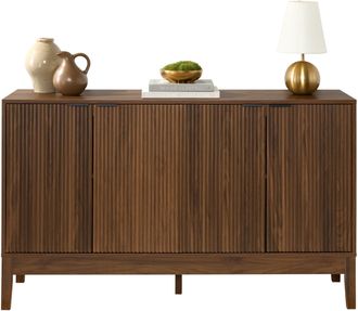 Best Choice Products 4-Door Reeded Storage Cabinet w/ Soft-Close Doors, Multipurpose Accent Furniture