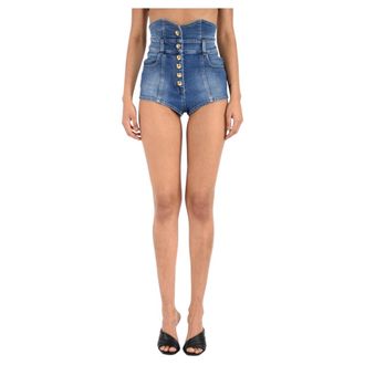 Elisabetta Franchi Denim Shorts, female, Blue, Size: 2XL Denim Shorts