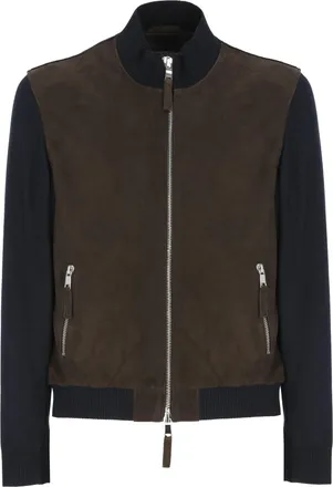The Jack Leathers Brown Derek Knit Suede Leather Jacket