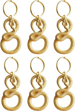 Generic Snake Figurines - 6 Pack Chinese Feng Shui Brass Metal Antique Snake Animal Keychains, Chinese Zodiacs Brass Small Figurine Hanging Ornaments, Collect