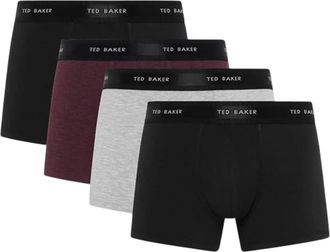 Ted Baker Effen boxershorts voor heren (Set van 4) (Zwart/Multikleurig)