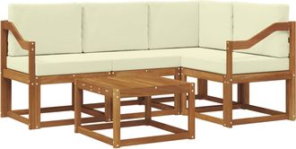 vidaXL Conjunto De Sof&aacute;s De Exterior 5 Uds. Natural Y Crema Vidaxl