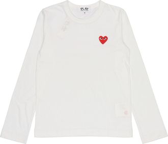 Comme Des Gar&ccedil;ons (WMNS) COMME des GARCONS PLAY Small Logo Long Sleeves Tee White Red AZ-T117-051-2