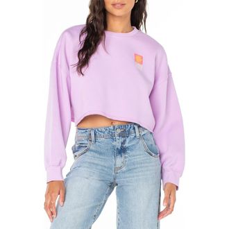 Roxy Morning Hike Graphic Crop Sweatshirt in Orchid Bouquet Solid at Nordstrom Rack, Size Xx-Large