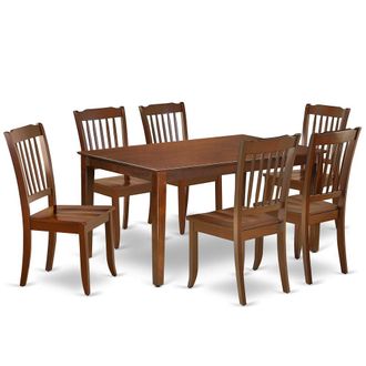 East West Furniture Dining Room Set Mahogany, CADA7-MAH-W