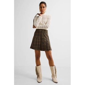 Ruby+Ed kanten top met opstaande kraag cr&egrave;me