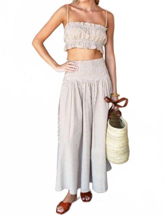 Emerson Fry Smocked Maxi Skirt In Cafe Check