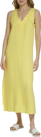 DKNY Dkny V-Neck Panel Linen Dress