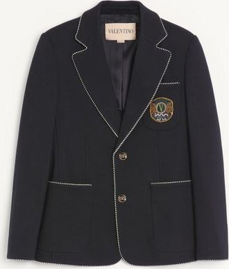 Valentino Valentino Single Breasted Wool Jacket With Valentino Patch