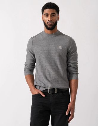 HUGO BOSS Mens BOSS Orange Anion S Mens Crew Neck Jumper - Silver 041 - Grey - Size: 40