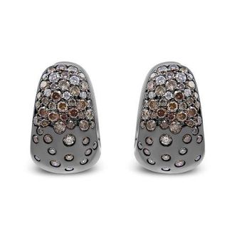 House of Brilliance 18K White Gold 2 1/4 Cttw Diamond Huggy Hoop Earring in Black at Nordstrom