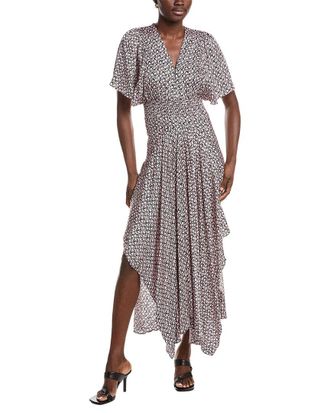 Maje Flutter Satin Maxi Dress