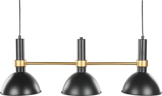 Beliani L&aacute;mpara De Techo De Metal Negro Dorado Pantallas Redondas 107 Cm 3 Luces En Riel Retro Tradicional Sala De Estar Comedor Beles