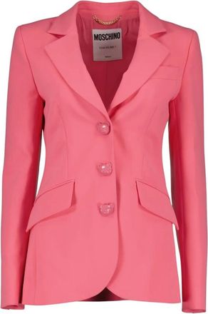 Moschino Blazers, female, Pink, 2XS, Classic Blazer Jacket with Teddy Buttons