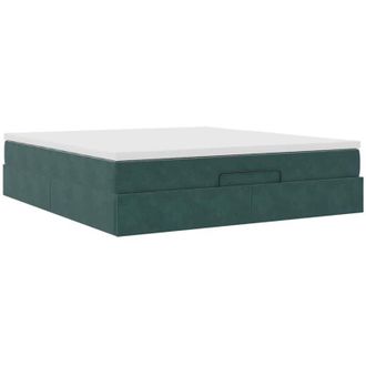 vidaXL Vidaxl - Estructura De Cama Otomana Con Colch&oacute;n Verde Oscuro 180x200 Cm