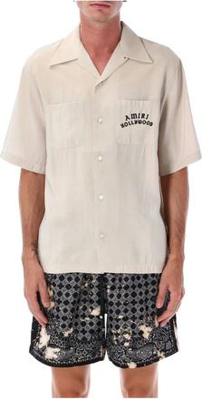 Amiri Short Sleeve Shirts, male, Beige, M, Vintage Hollywood Bowling Shirt