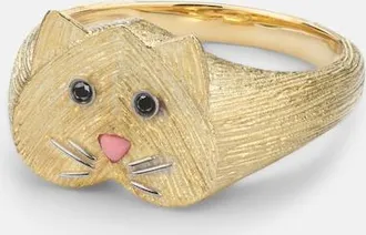 Yvonne L&eacute;on Yvonne L&eacute;on Chevali&egrave;re Chaton Mini 9kt gold ring with black diamonds