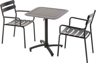 Oviala Mesa reclinable 70 x 70 cm y 2 sillas negro