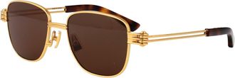 Bottega Veneta Unisex Sunglasses Bv1380s Gold Metal Gold-Gold-Brown Gold/gold/brown
