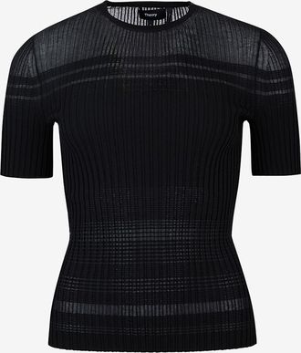 Theory Kurzarm-Top aus transparentem Jersey Sheer stripe