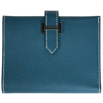 Herm&egrave;s Blue Epsom Leather Wallet (Bi-Fold) (Pre-Owned)