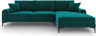 BLOOMINGLOFT Design Ecksofa Madara mit Samtbezug - Petrol