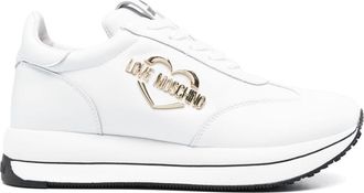 Love Moschino logo-plaque low-top sneakers - women - Leather - 36 - White