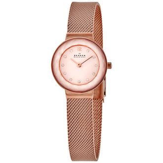 Skagen Leonora Quartz Crystal Rose Gold Dial Ladies Watch SKW2768