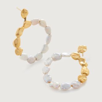 Monica Vinader Gold Keshi Pearl Cocktail Stud Earrings Pearl