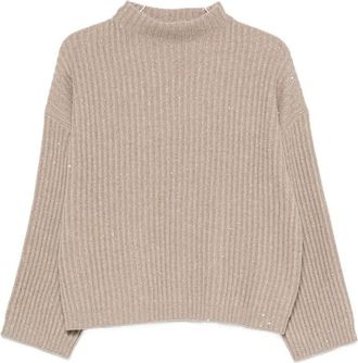 Brunello Cucinelli Sequin-embellished Ribbed-knit Sweater